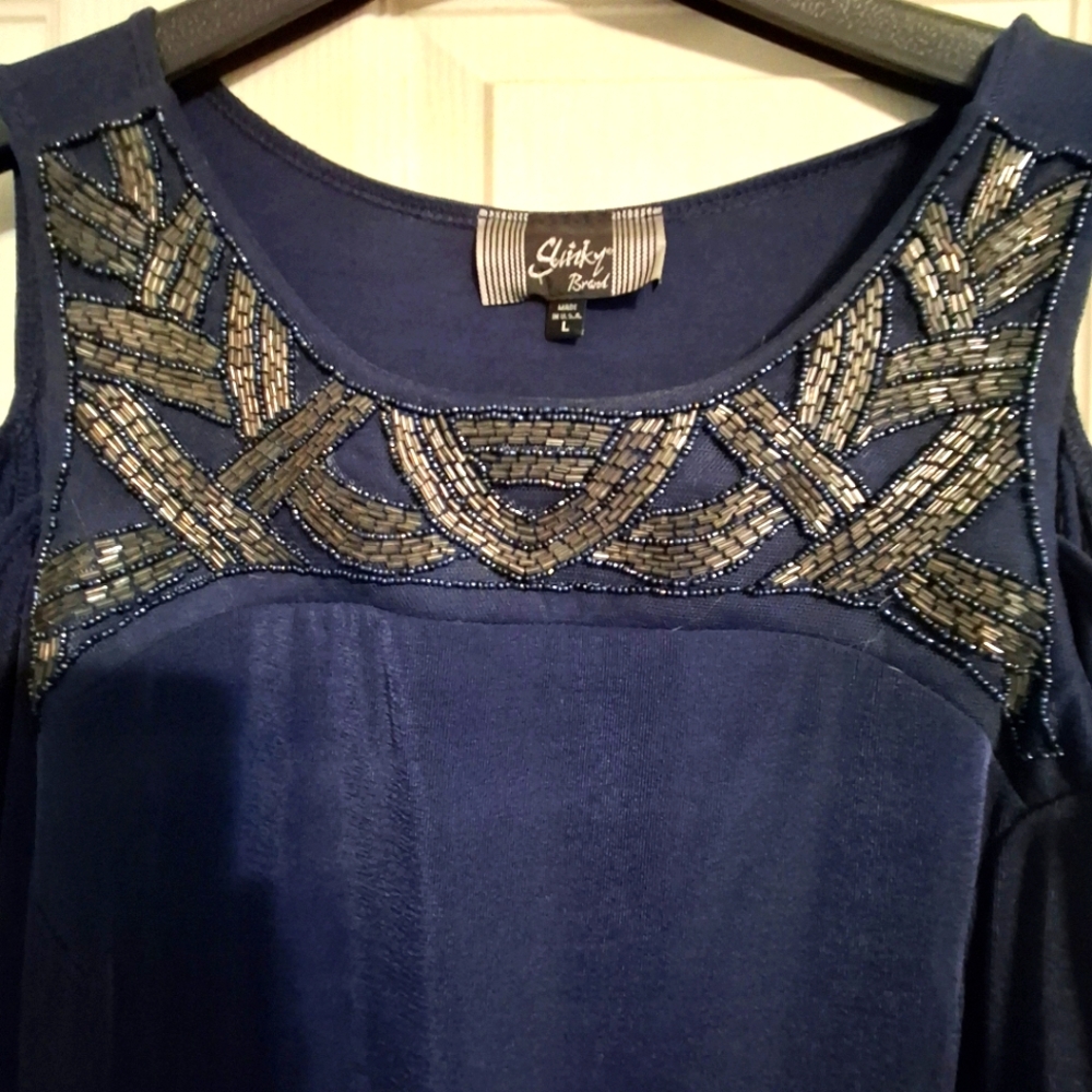Beaded Cold Shoulder Top S L
